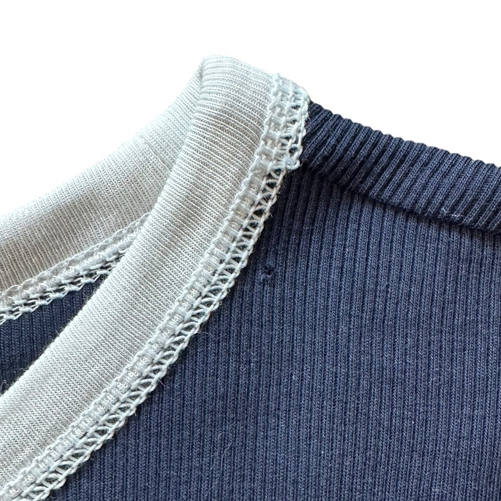 Lauren Jeans Co. Ralph Lauren Navy Contrast Ringer Tee Y2K Patch Detail Size L - Picture 7 of 7